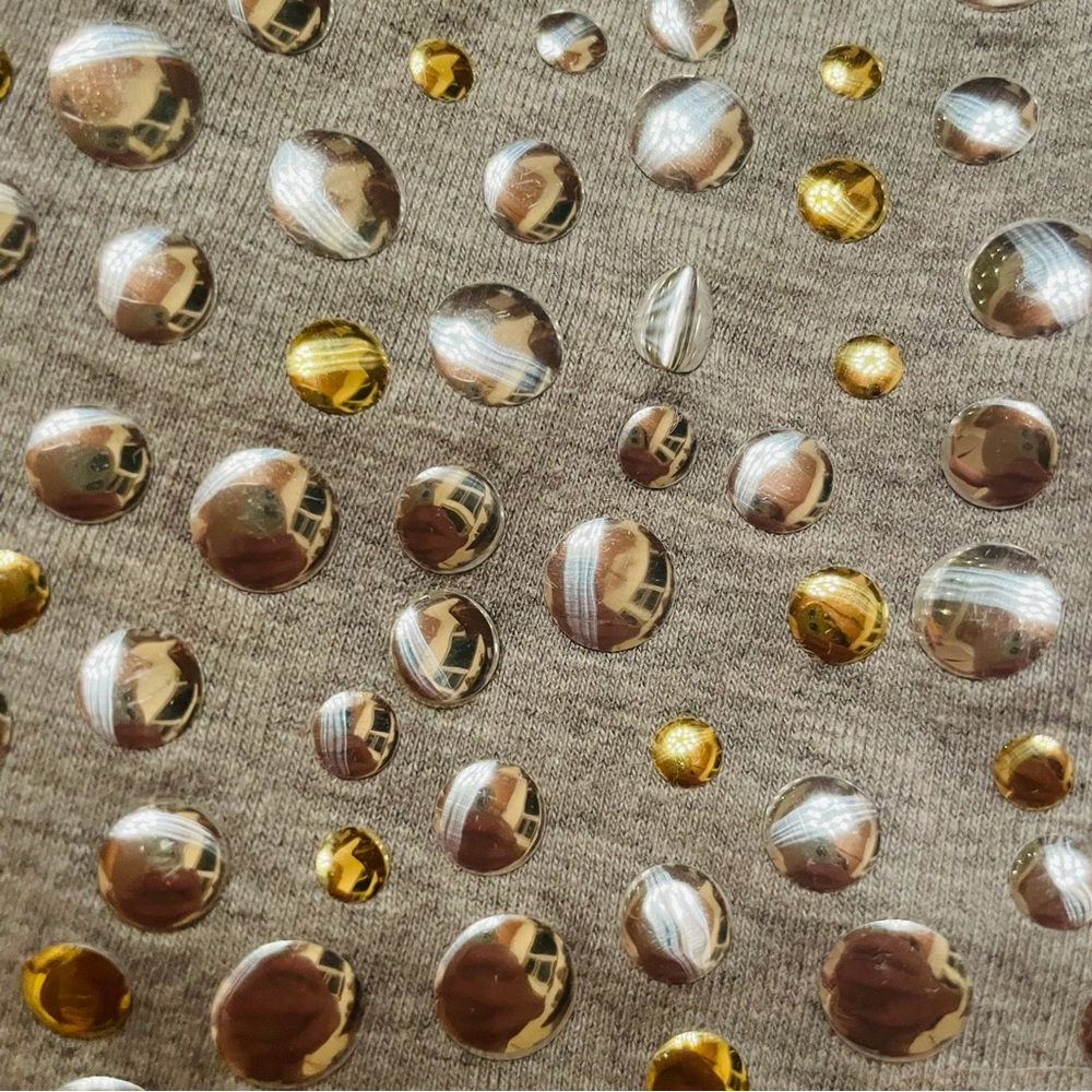 Sugar High Love Stoned Studded Micro Mini Skirt Gray Cotton Gold and Sil… - Picture 4 of 6